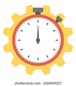 A chronometer under gear, project deadline concept flat icon