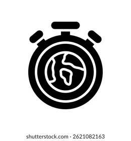Chronometer Vector for Time Tracking and Stopwatch Use – Precise timer illustration, sport clock icon, measuring duration. Glyph Icon