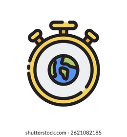 Chronometer Vector for Time Tracking and Stopwatch Use – Precise timer illustration, sport clock icon, measuring duration. Filled Line Icon