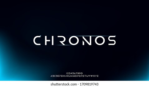 Chronos, an Abstract technology futuristic alphabet font. digital space typography vector illustration design