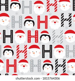 chrsitmas seamless pattern with santa, penguin and snowman design