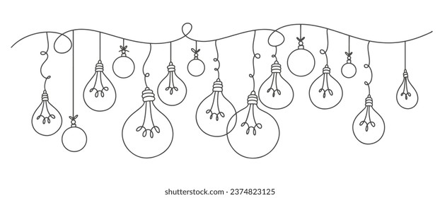 ilustración vectorial de la línea de lámparas de navidad
