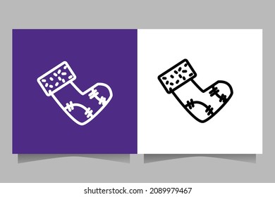 Chrstmas Sock icon .Sign Christmas element. Outline vector collection.
