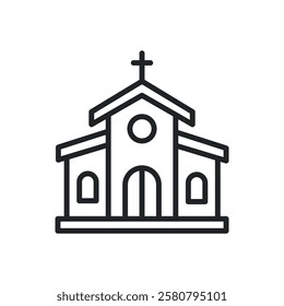 Chruch thin line icons. Perfect pixel on transparent background