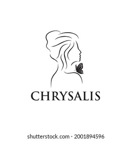 Chrysalist woman logo design vector template