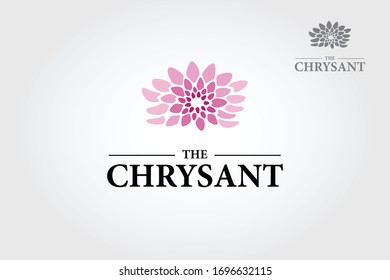 The Chrysant Vector Logo Template. Pink flower natural elegance illustration design with blooming chrysanthemum symbol. This logo clean and unique concept for a yoga class, beauty, woman, fashion, etc