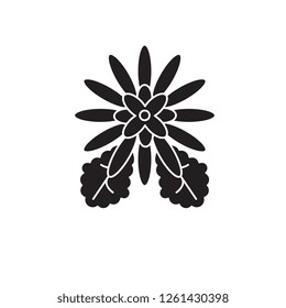 Chrysantemum black vector concept icon. Chrysantemum flat illustration, sign
