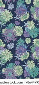 Chrysanthemum Botanical Seamless Vector Pattern