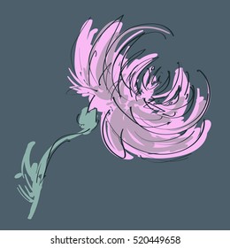 Chrysanthemum daisy flower - vector sketch. Simple hand drawn illustration