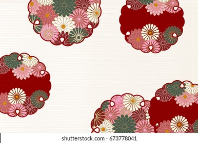 Chrysanthemum flower Japanese paper New Year card background