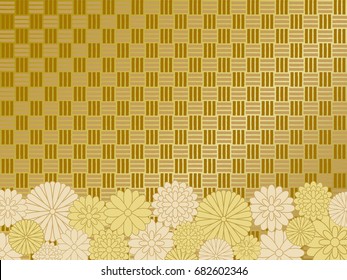 Chrysanthemum flower and Japanese pattern vector background