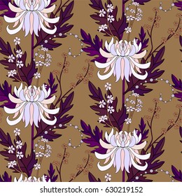 Chrysanthemum flower seamless floral pattern.