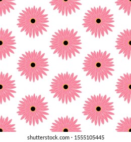 Chrysanthemum flower seamless pattern on the white background. Vector illustration