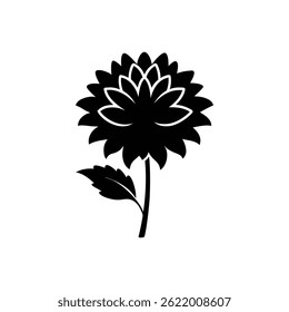 Chrysanthemum flower silhouette icon on white background