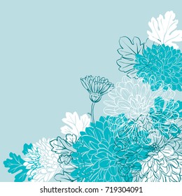 Chrysanthemum flowers angular template for greeting card or wedding invitation