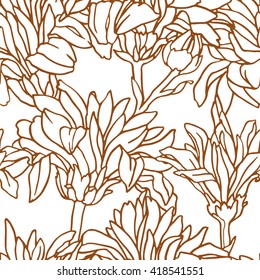 Chrysanthemum flowers seamless pattern.