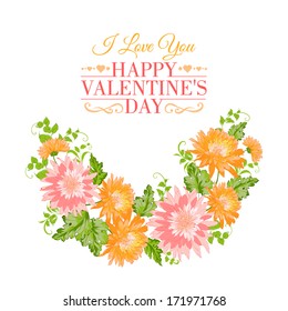Chrysanthemum garland composition.  Vector illustration.