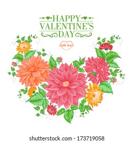 Chrysanthemum garland composition. Vector illustration.