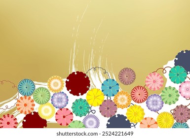 Chrysanthemum Gold Japanese Pattern Background