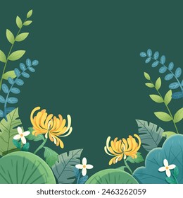 Chrysanthemum illustration flower border elements