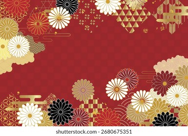 Chrysanthemum Japonês Padrão Nengajo Fundo