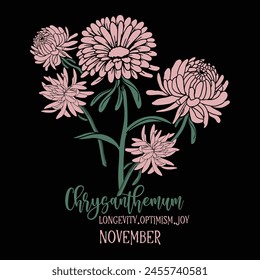 Chrysanthemum Langlebigkeits-Optimismus Freude an LOWER T-SHIRT DESIGN,
