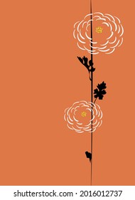 chrysanthemum nature view vector sketch ilustración japones chinesa oriental line art card