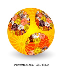 chrysanthemum New Year cards Hand ball icon