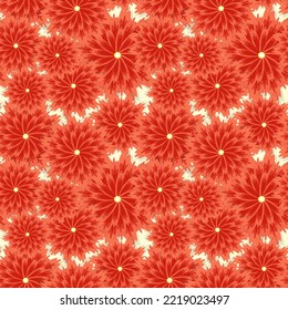 Chrysanthemum pattern, autumn red flowers. Vector illustration