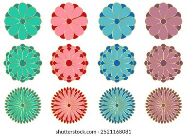 chrysanthemum pattern flower colorful icon