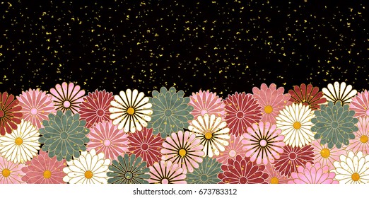 Chrysanthemum pattern Japanese paper background