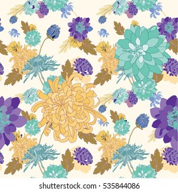 Chrysanthemum repeat vector pattern