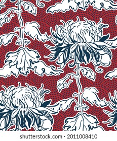 chrysanthemum traditional vector japanese chinese seamless pattern design gold