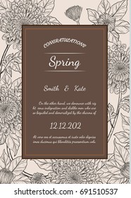 Chrysanthemum vector card on brown background