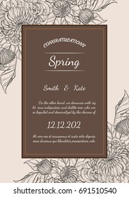 Chrysanthemum vector card on brown background