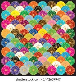 Chrysanthemum Wave pattern. Vector illustration background material.