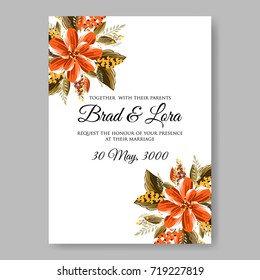 Chrysanthemum Wedding invitation card with beautiful floral vector background