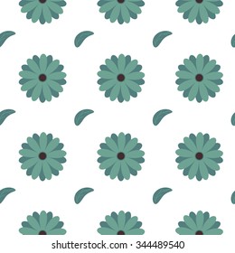 Chrysanthemum.Green flower pattern.Sunflower pattern Vector