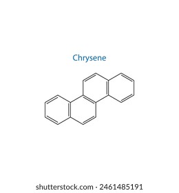 Chrysene molecule skeletal structure diagram.organic compound molecule scientific illustration on white background.