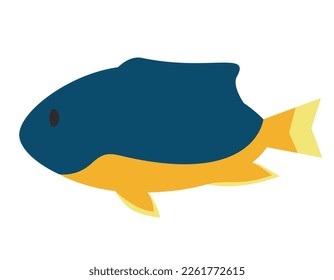 Chrysiptera in flat style. Beautiful underwater inhabitant.