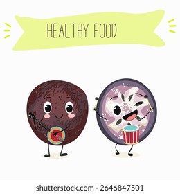  Chrysophyllum, chrysophyllum albidum, chrysophyllum cainito, funny characters, hand drawn vector art.