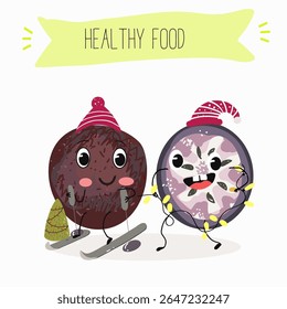  Chrysophyllum, chrysophyllum albidum, chrysophyllum cainito, funny characters, hand drawn vector art.