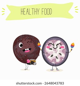  Chrysophyllum, chrysophyllum albidum, chrysophyllum cainito, funny characters, hand drawn vector art.