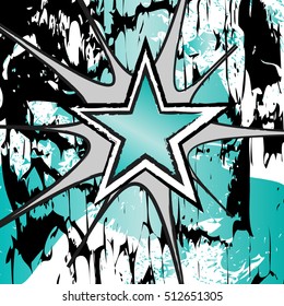 Chrysoprase colored rock n roll grunge star vector background