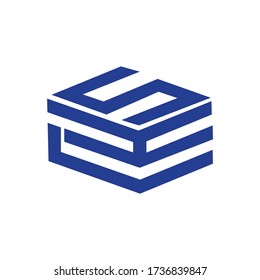 CHS, CKS, SHC, HSL, SHL  initials geometric cubic letter model logo and vector icon