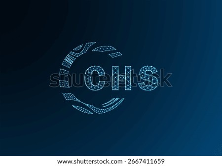 CHS low poly letter logo vector design. CHS lower poly logo design. CHS unique low poly logo design.