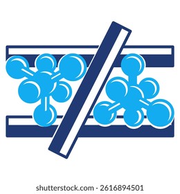 CHSH Inequality icon represented by particle, inequality Dualtone style.