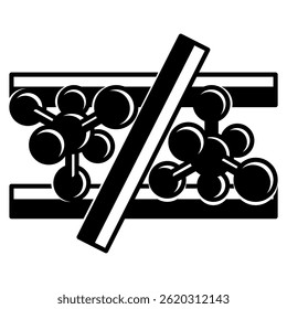 CHSH Inequality icon represented by particle, inequality Black Filled style.