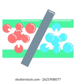 CHSH Inequality icon represented by particle, inequality Flat style.