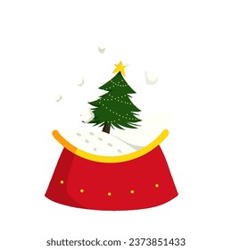 Navidad bola de cristal clara roja con pino navideño adentro y nieve